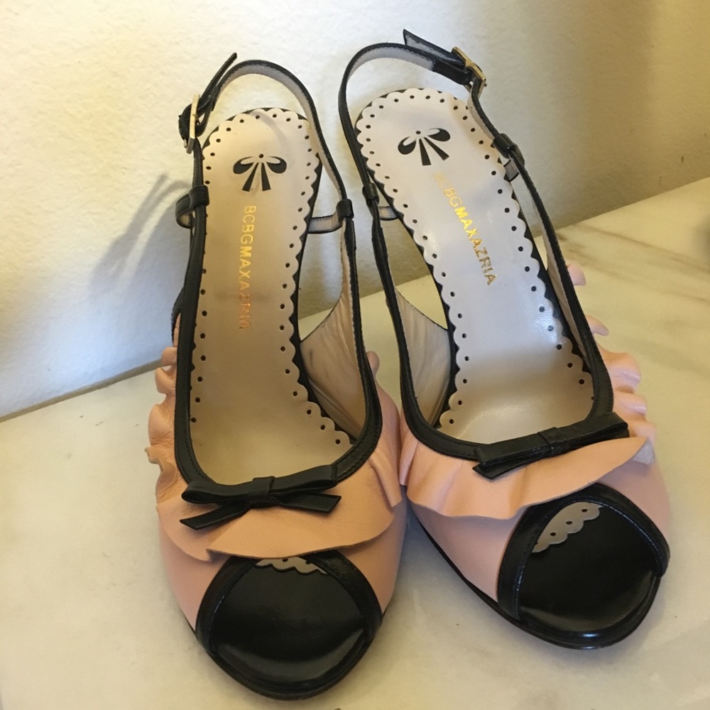 BCBG MaxAzria peep-toe sling back heels